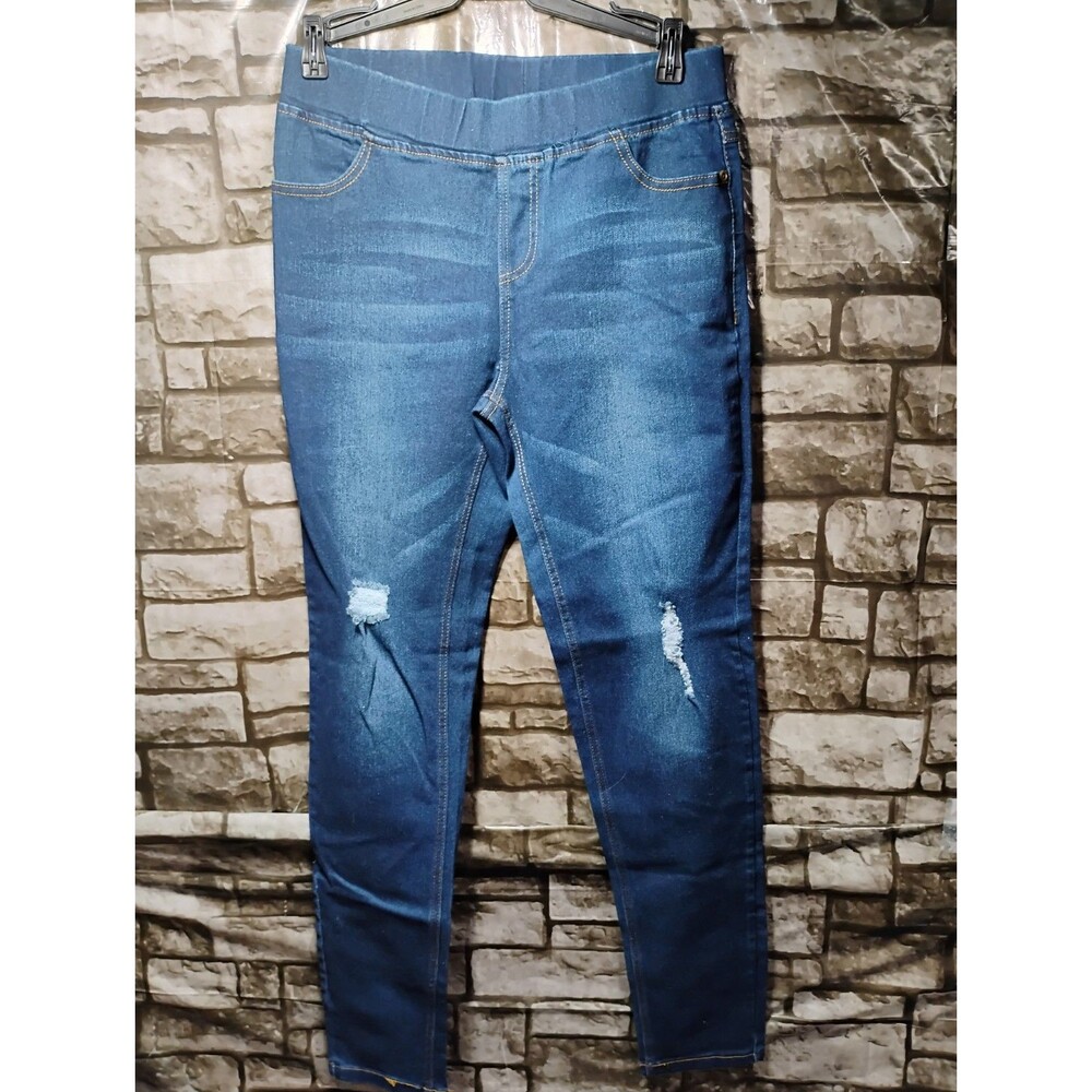 Jvini Blue Denim Stretch Skinny Elastic Waist Pull On Jeggings/Jeans Size Medium